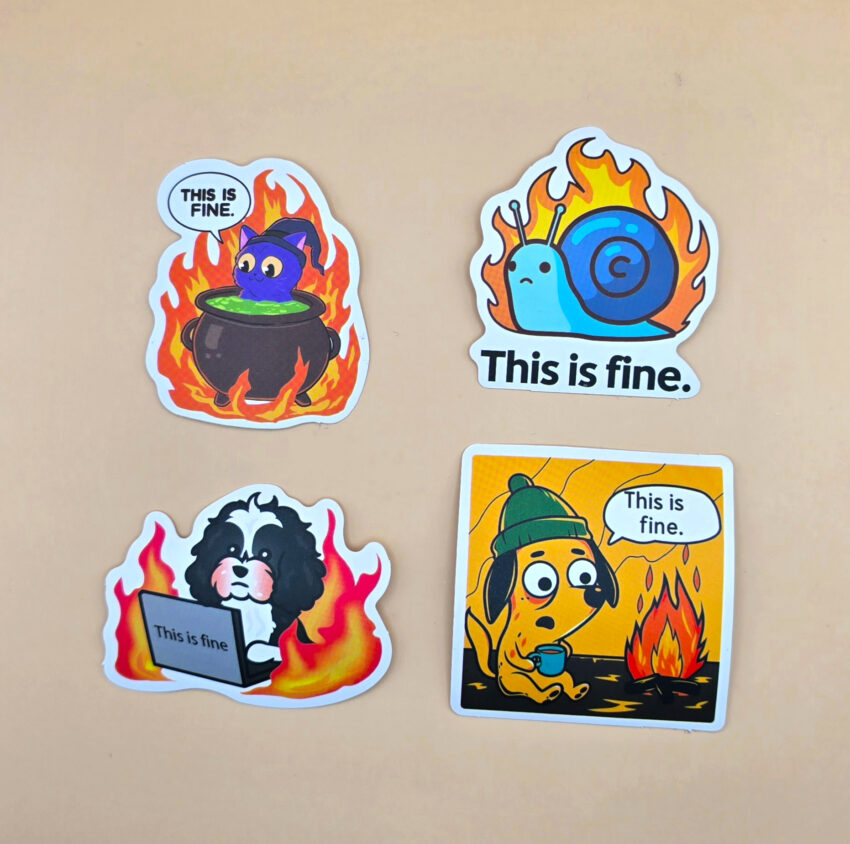 STICKERS THIS IS FINE ΣΑΛΙΓΚΑΡΙ - killthetroll STICKERS MEME